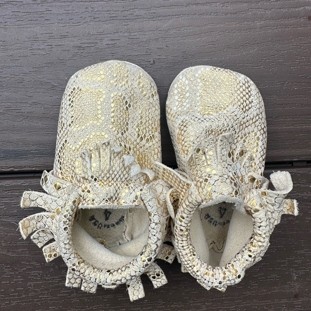 Stylish Gold and Cream Kids Shoes